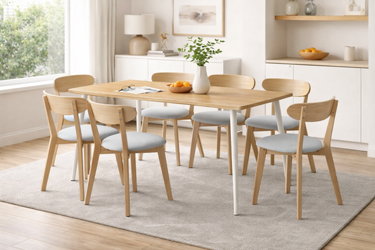 Modern Dining Room Table with 6 Upholstered Chairs Set-0