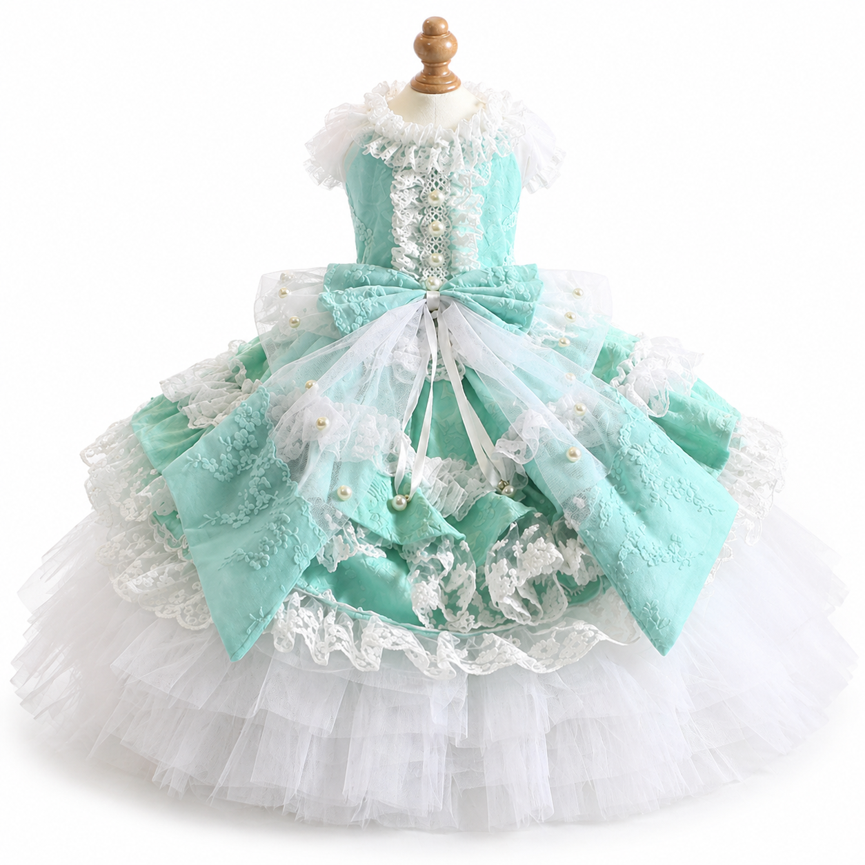 Handmade Luxury Dog Trailing Dress Pet Clinoline Weddings Gown