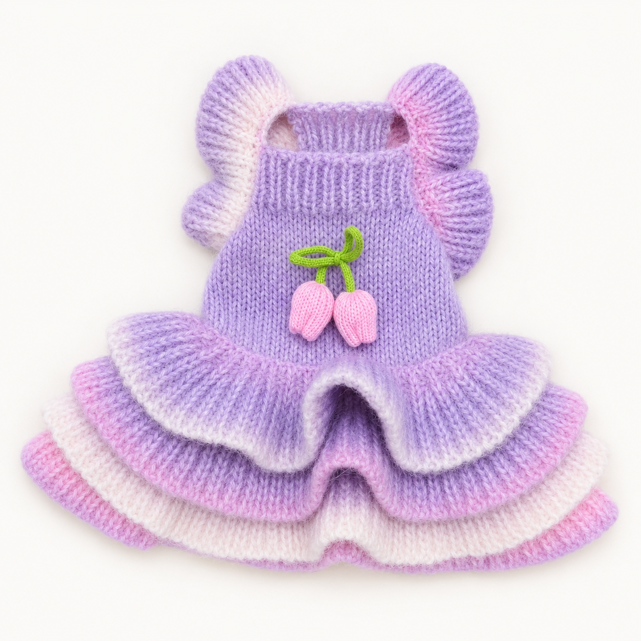 Dog Sweater Dress Purple Pink Gradient Knit