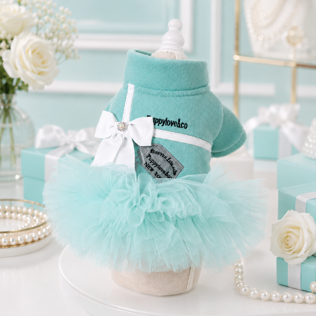 Elegant Tutu Dog Dress Tif**** Blue