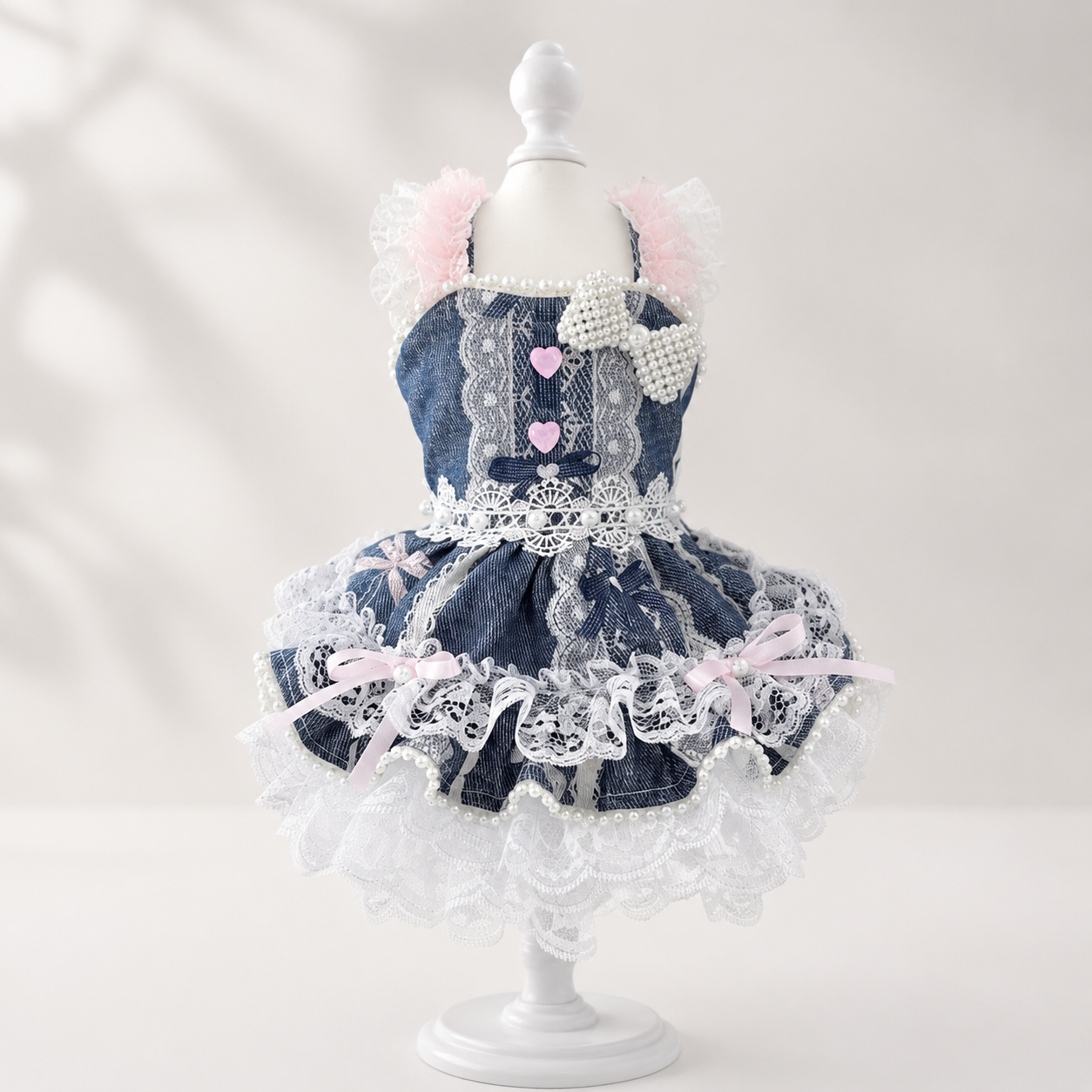 Handmade Denim Lace Pet Dress