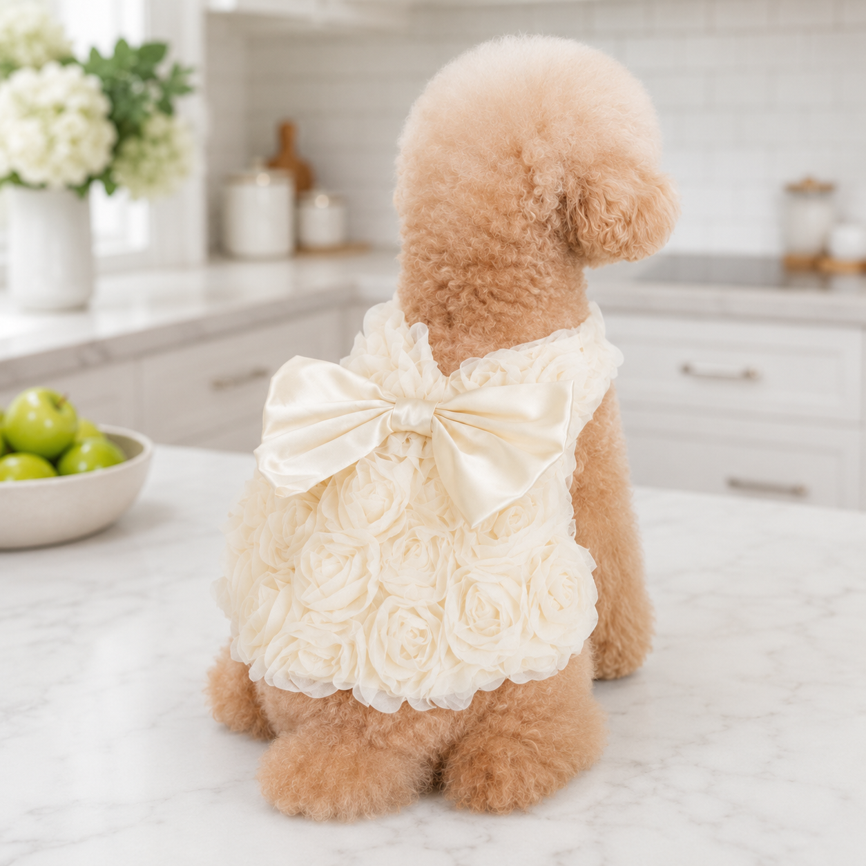 Dog dress rose big bow 2 colors
