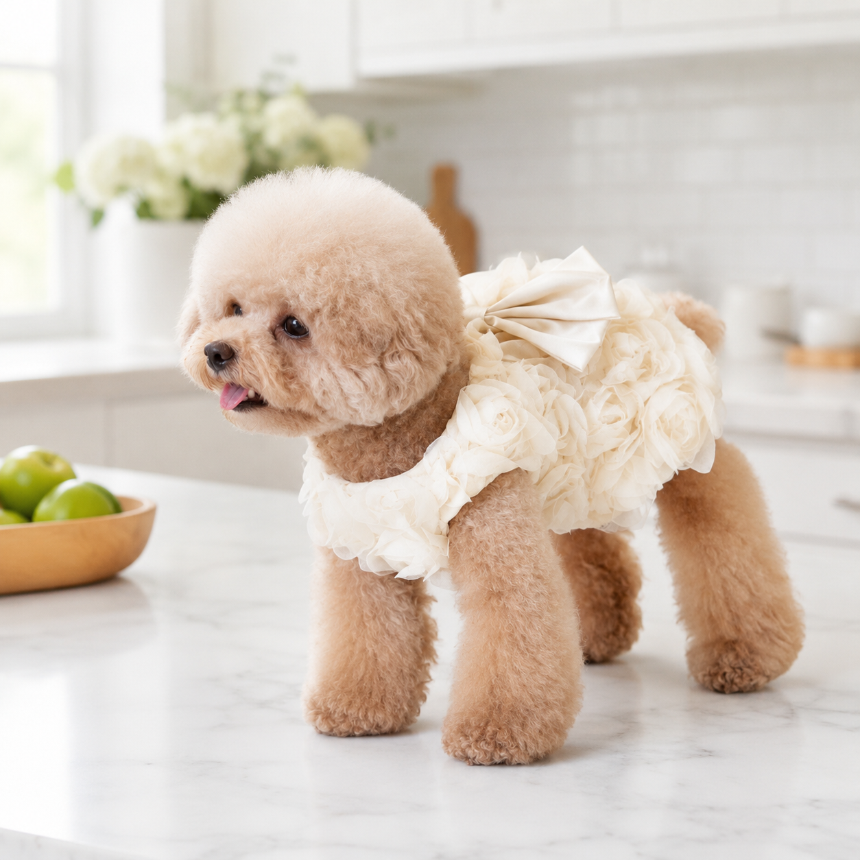 Dog dress rose big bow 2 colors