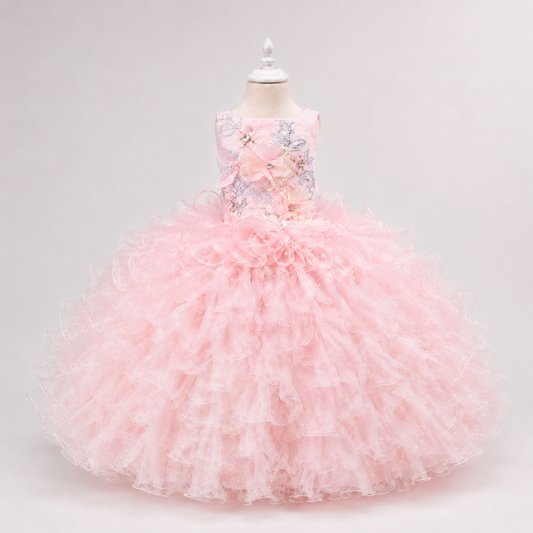 Luxury Dog Wedding Dress Pink Ball Gown