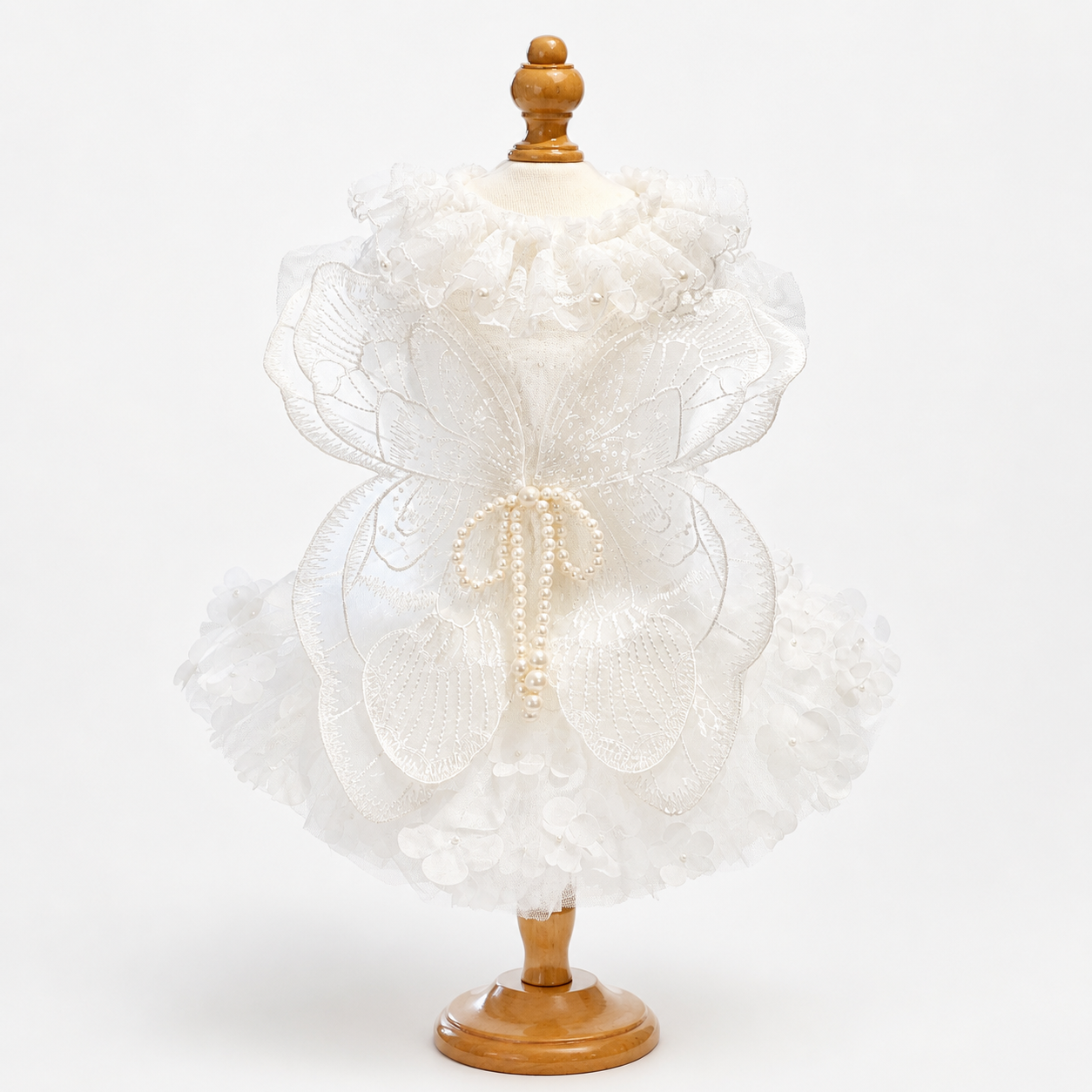 Dog Dress White Butterfly Lace Wedding