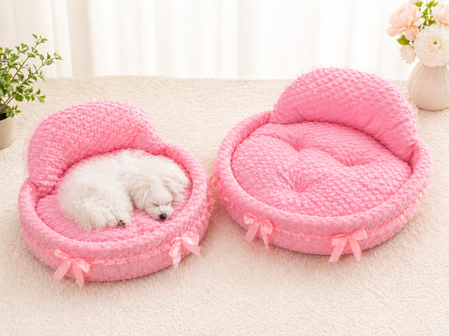 Pink Princess Plush Pet Bed
