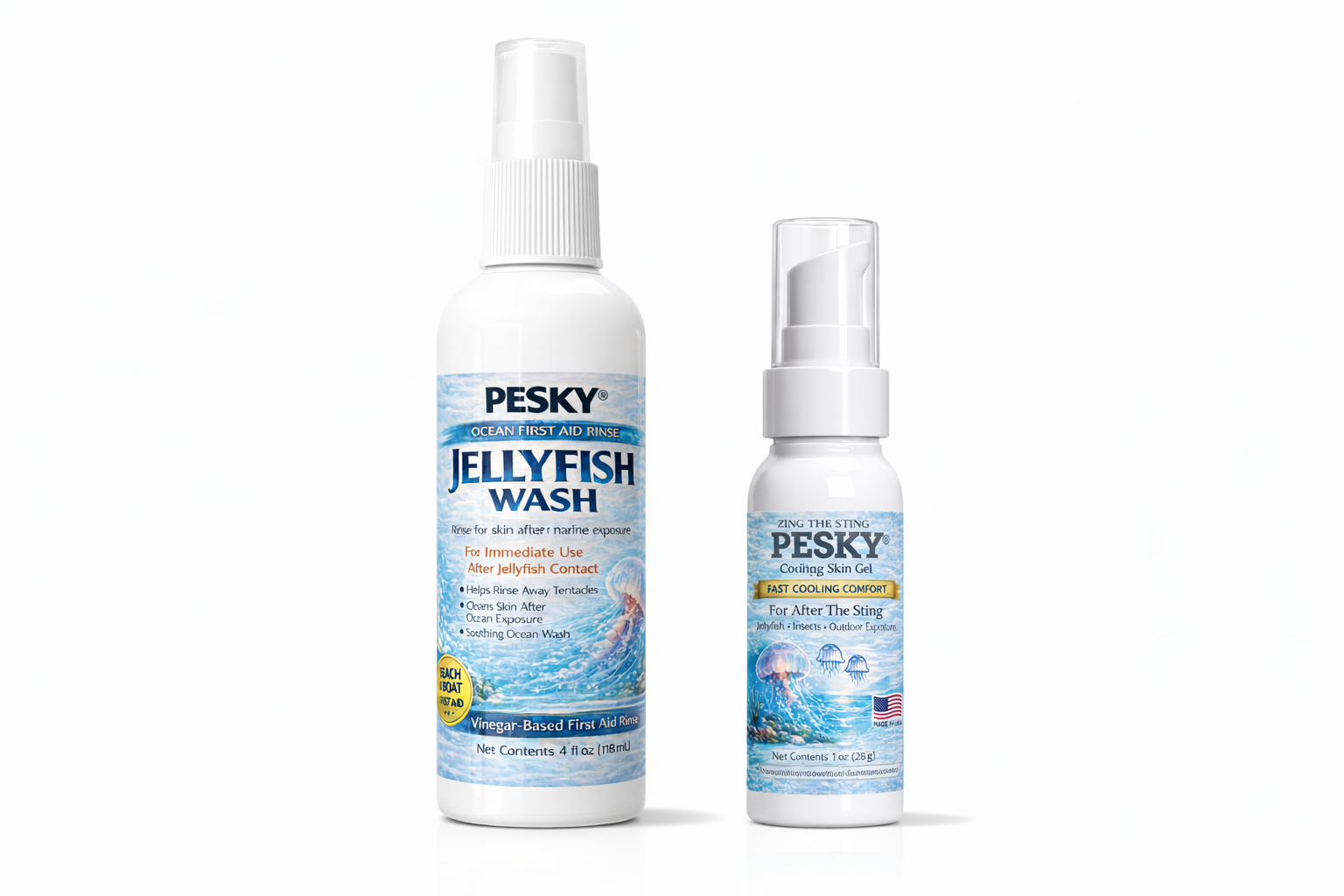 PESKY® Beach Sting Relief Bundle – Jellyfish Wash & Zing The Sting™ Cooling Comfort-0
