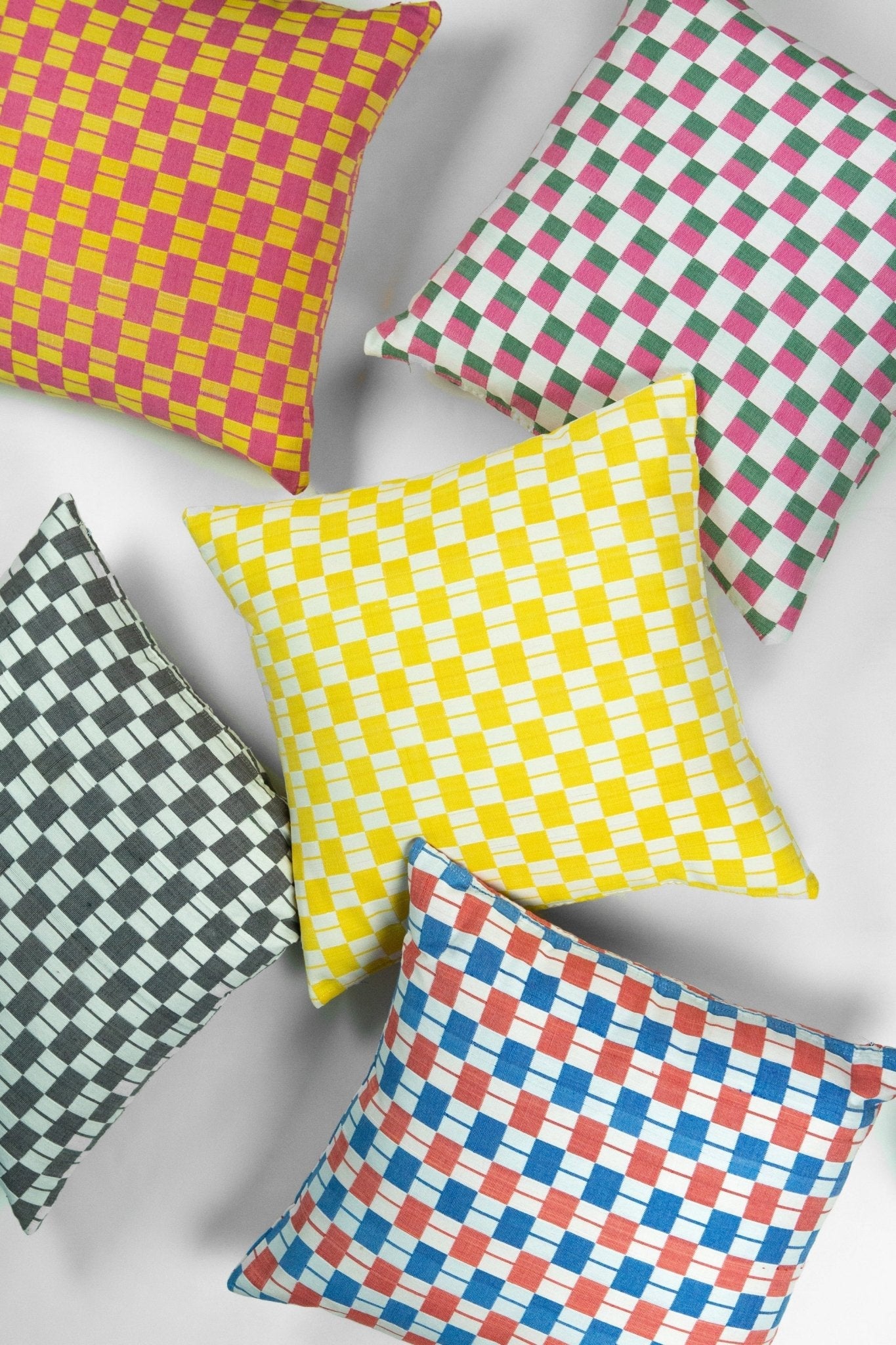 Sujani Pillow - Yellow & White Checkered