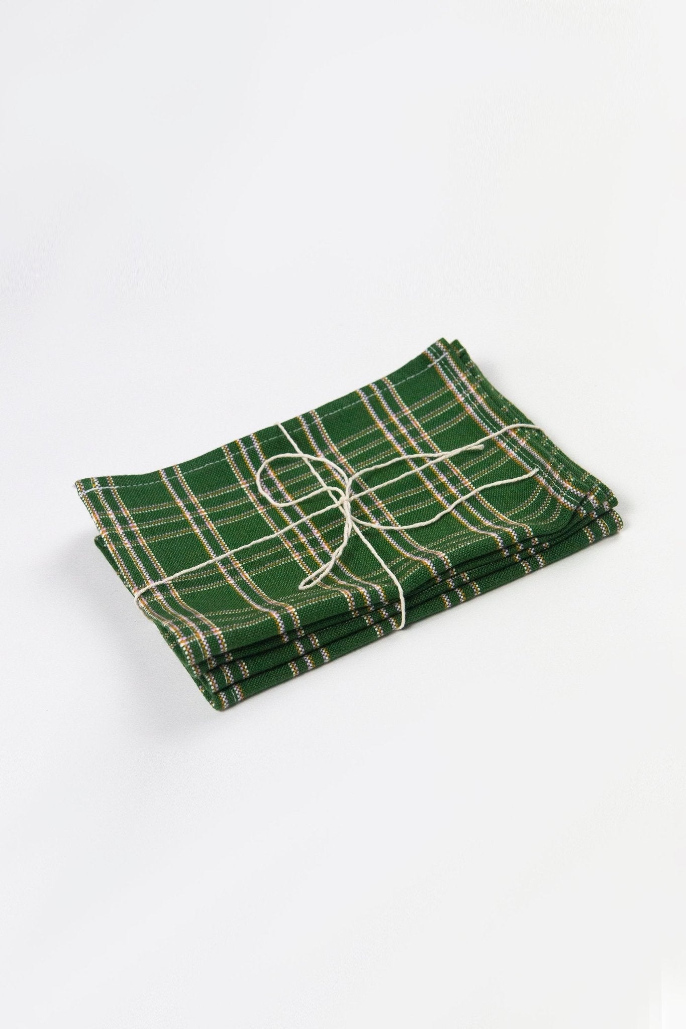 Chiapas Plaid Forest Green Cocktail Napkins, Set of 4