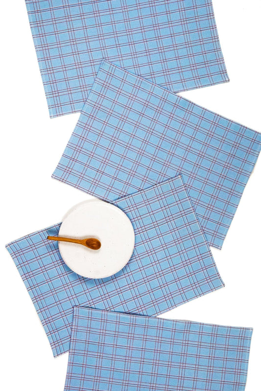Chiapas Plaid Light Blue Placemat