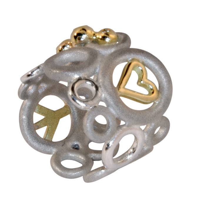 Peace, Love and Abundance Ring  (Wide) Diamonds, 18K Gold, Sterling Silver-0