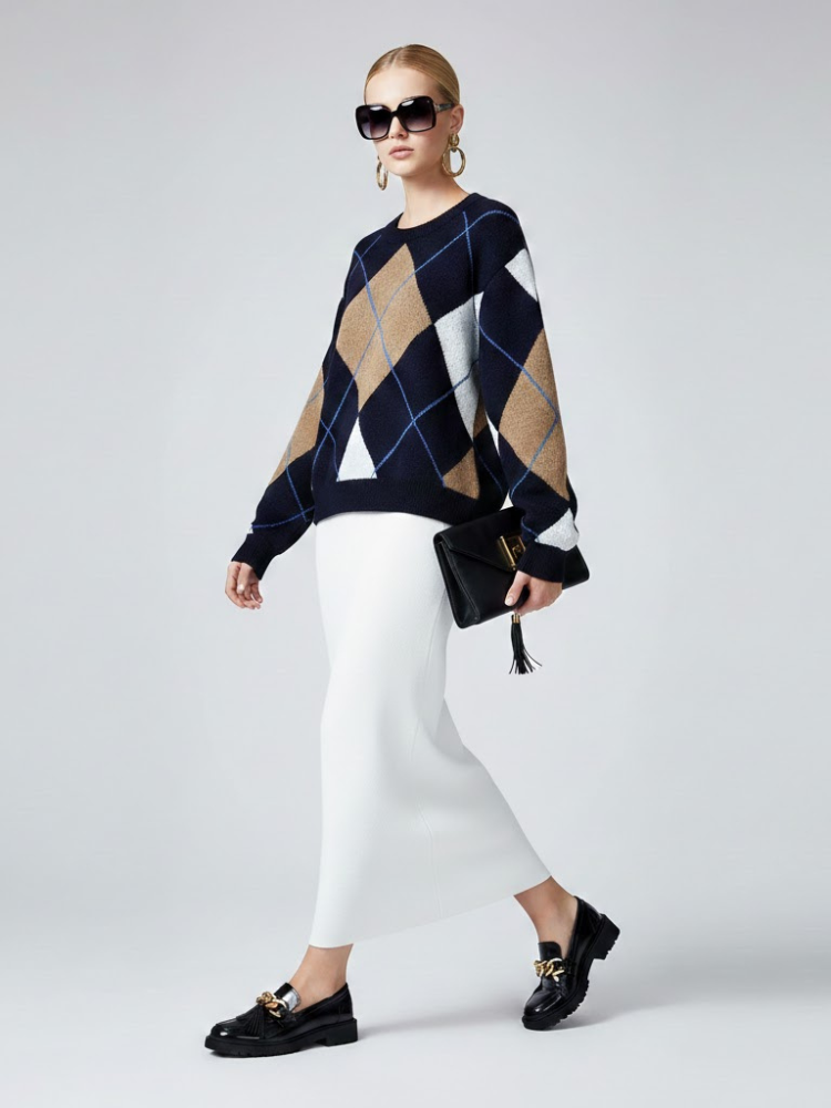Classic Argyle Diamond Knit Sweater • BYMANYC ® New York-1