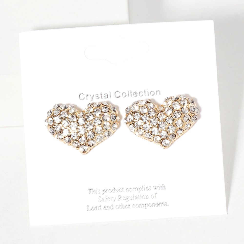 Crystal Pave Heart Stud Earrings