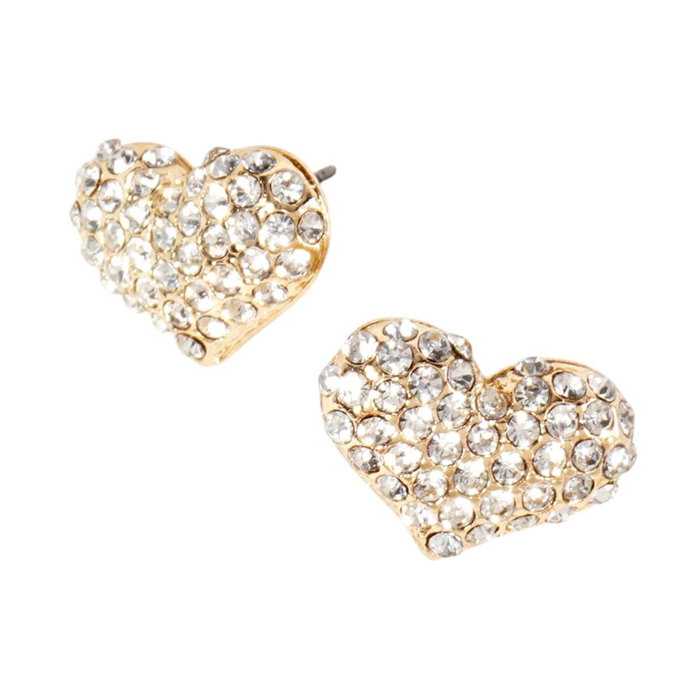 Crystal Pave Heart Stud Earrings