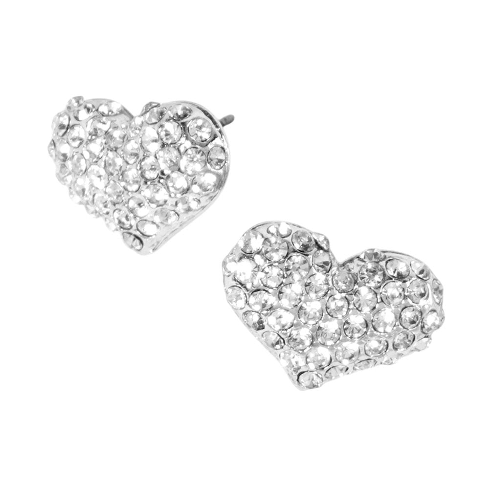 Crystal Pave Heart Stud Earrings