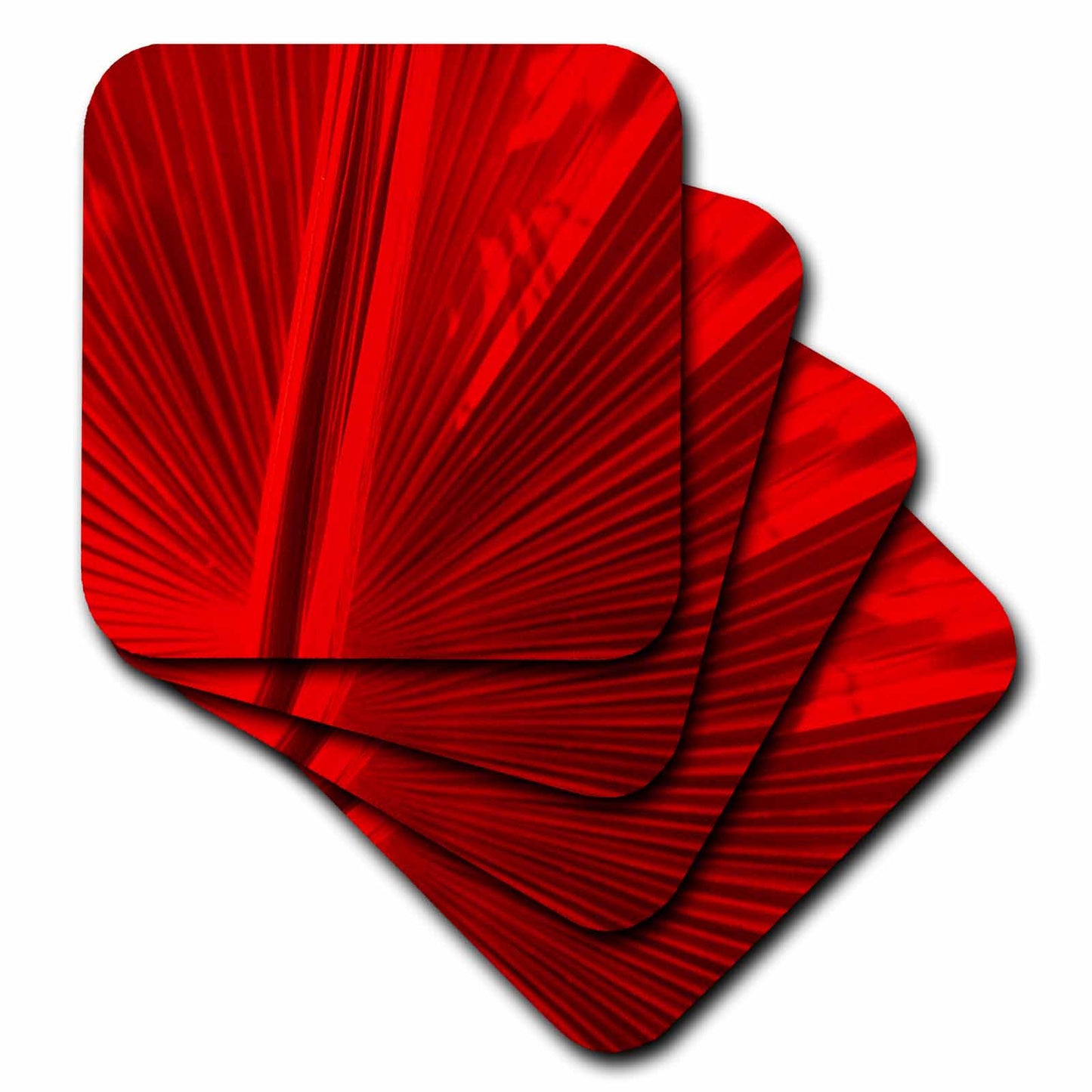 3dRose Florene Abstract Plants - Fan in Red - Coasters (CST_16802)