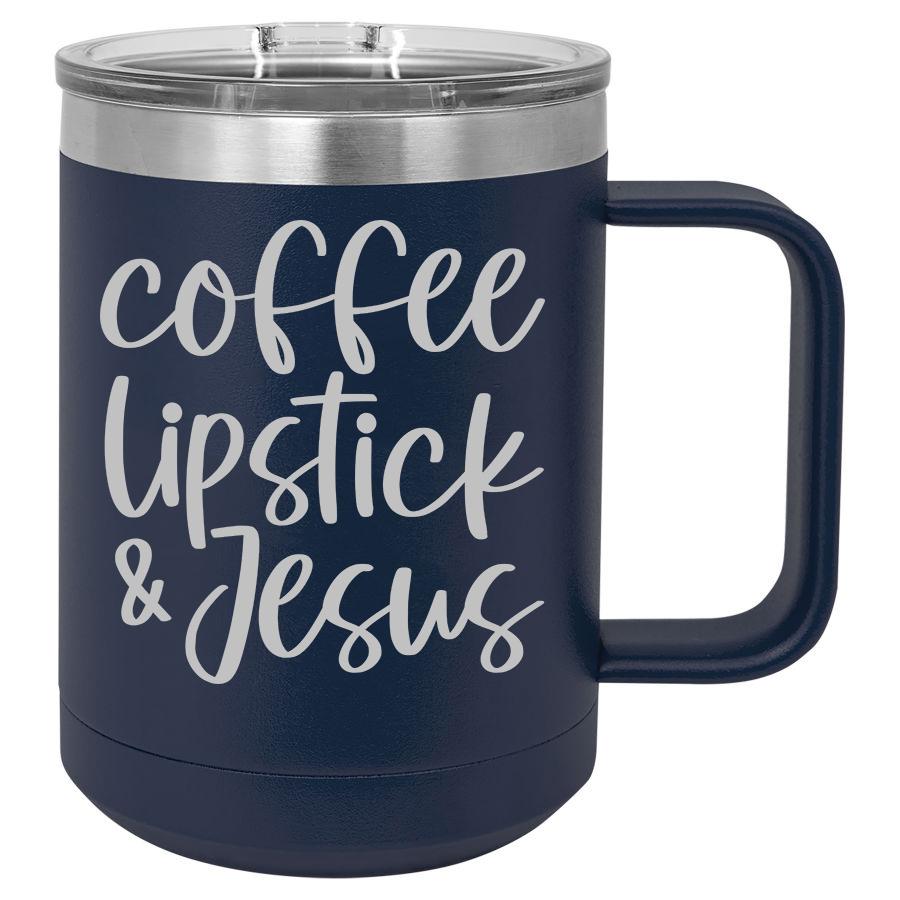 Coffee Lipstick & Jesus 15 oz Polar Camel Coffee Mug with Sliding Lid