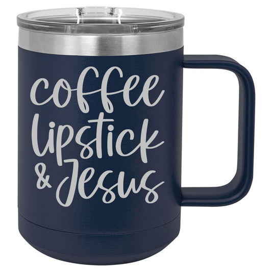 Coffee Lipstick & Jesus 15 oz Polar Camel Coffee Mug with Sliding Lid
