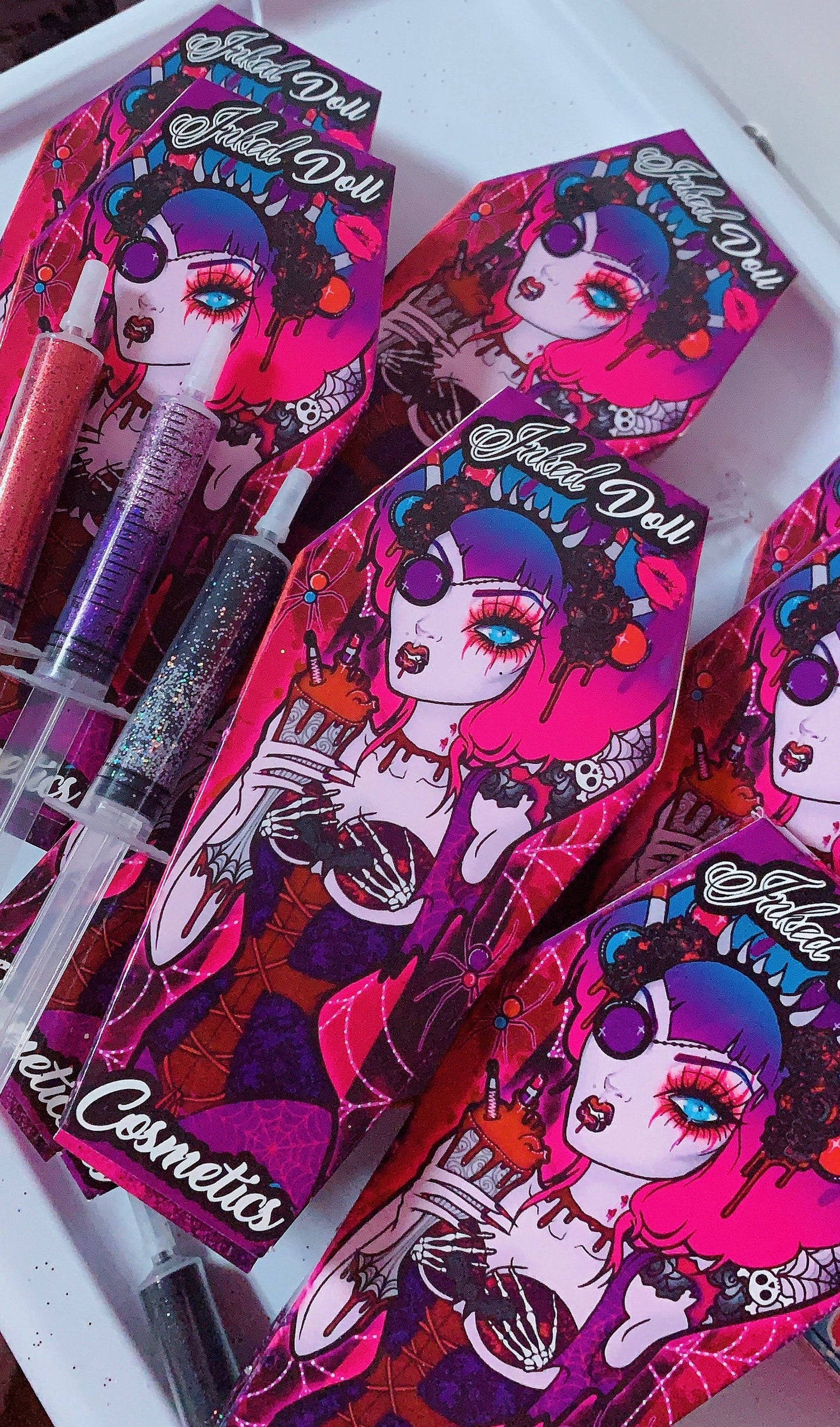 *GLITTER SYRINGES* + FATAL VOWS LASH* DUO "Coffin Collections" GlamDoll Glitter