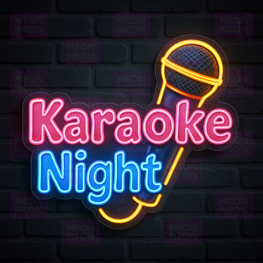 Colorful Karaoke Night LED Neon Sign - Multi-Color Design - Entertainment Venue - Pink & Blue Light