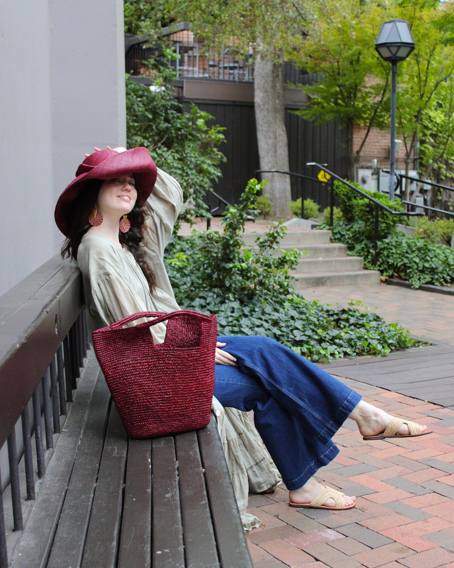 ConCon Large Crochet Raffia Straw Basket Handbag