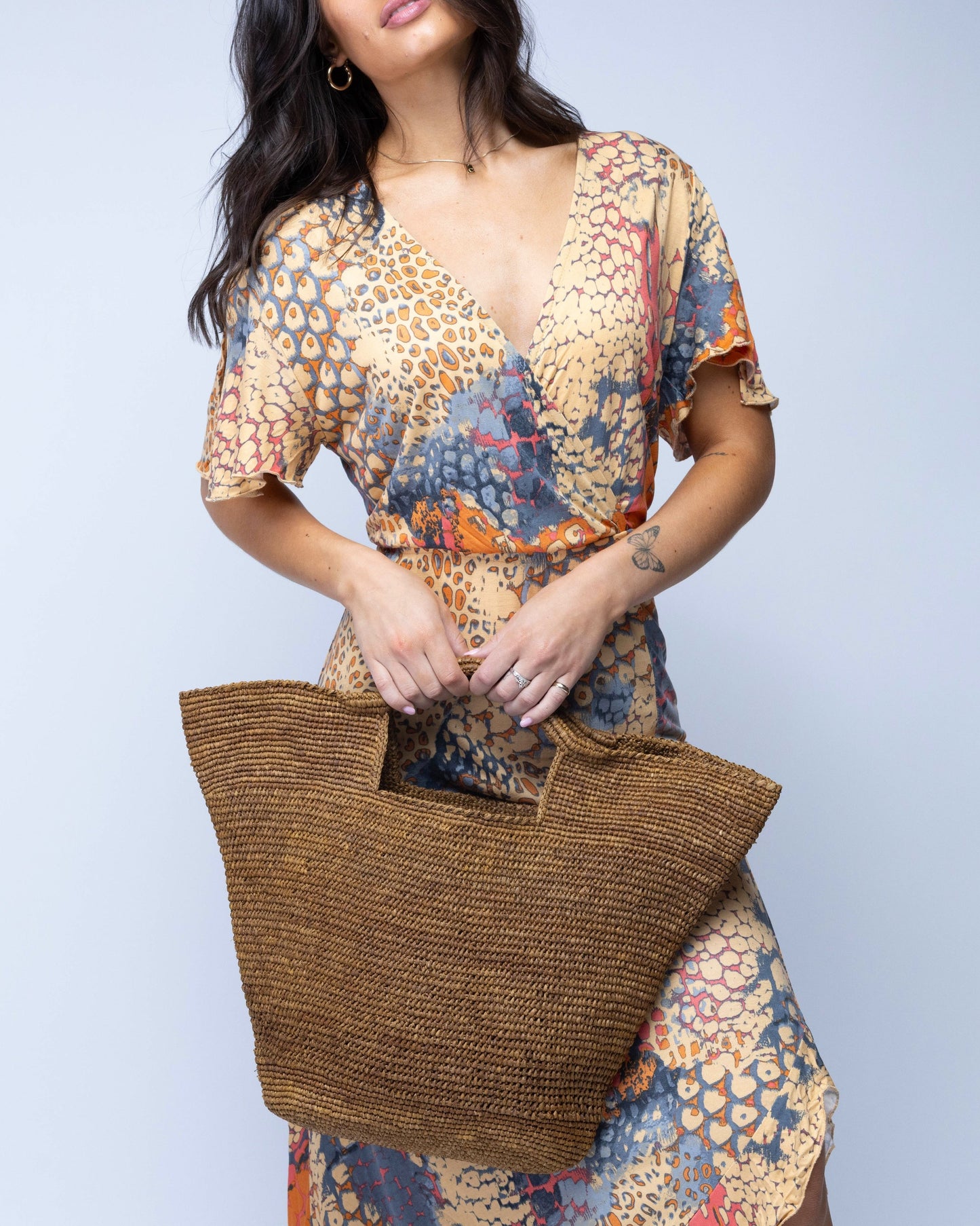 ConCon Large Crochet Raffia Straw Basket Handbag