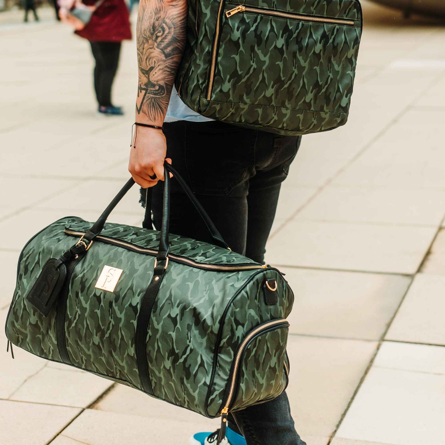 Green Camo Weekender Duffle Bag