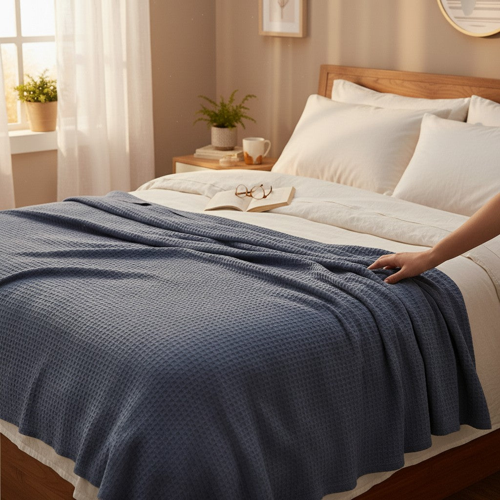 Cotton Herringbone & Honeycomb Weave All Season Blanket-4