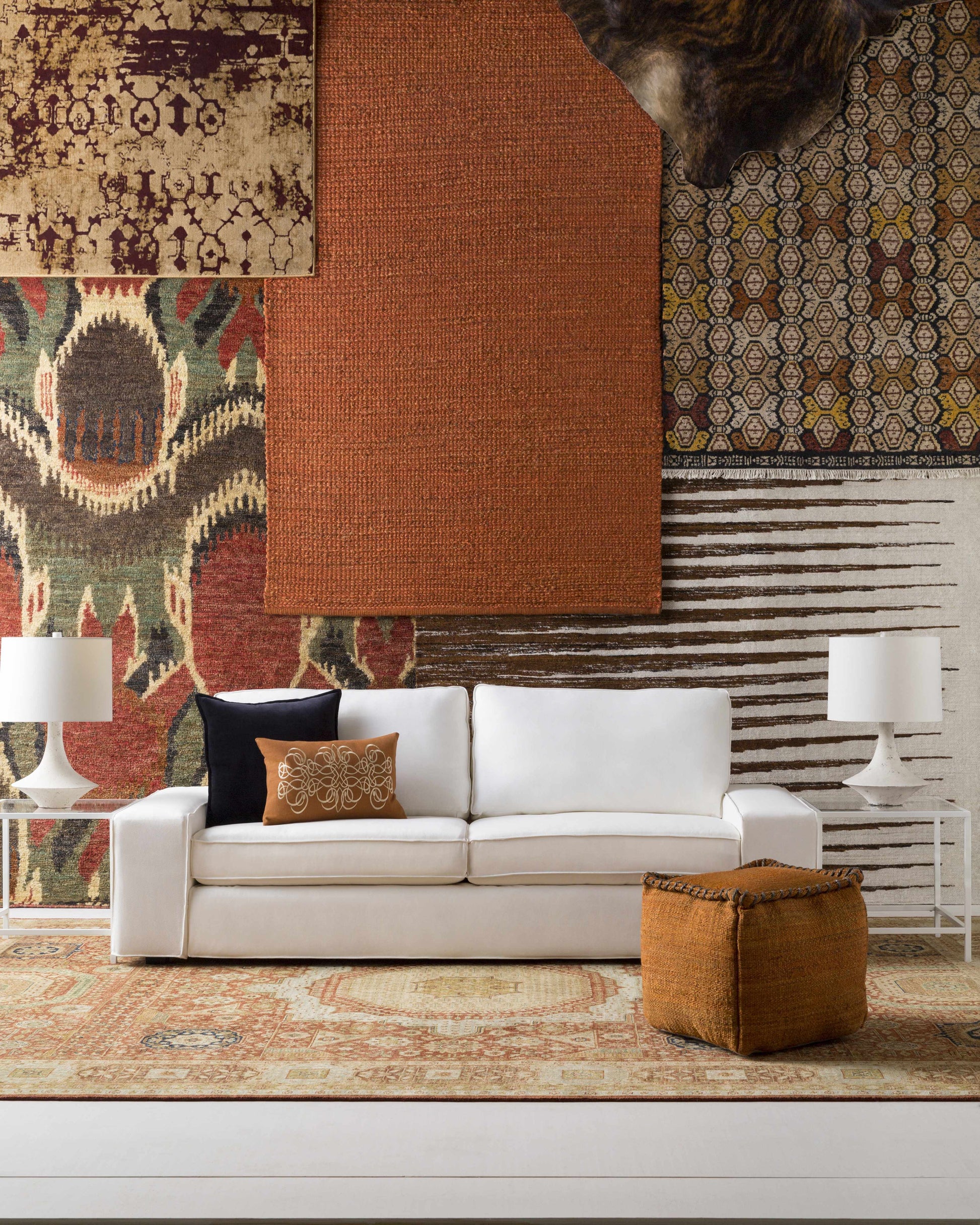 Castiadas Rust Geometric Pouf - Clearance-2