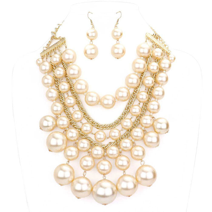 Pearl Cluster Statement Necklace