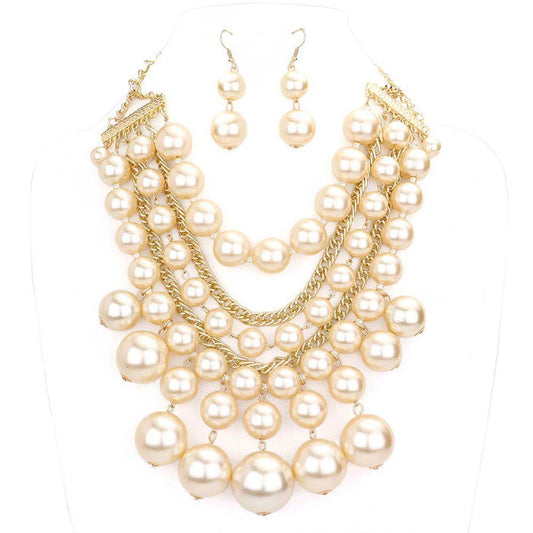 Pearl Cluster Statement Necklace