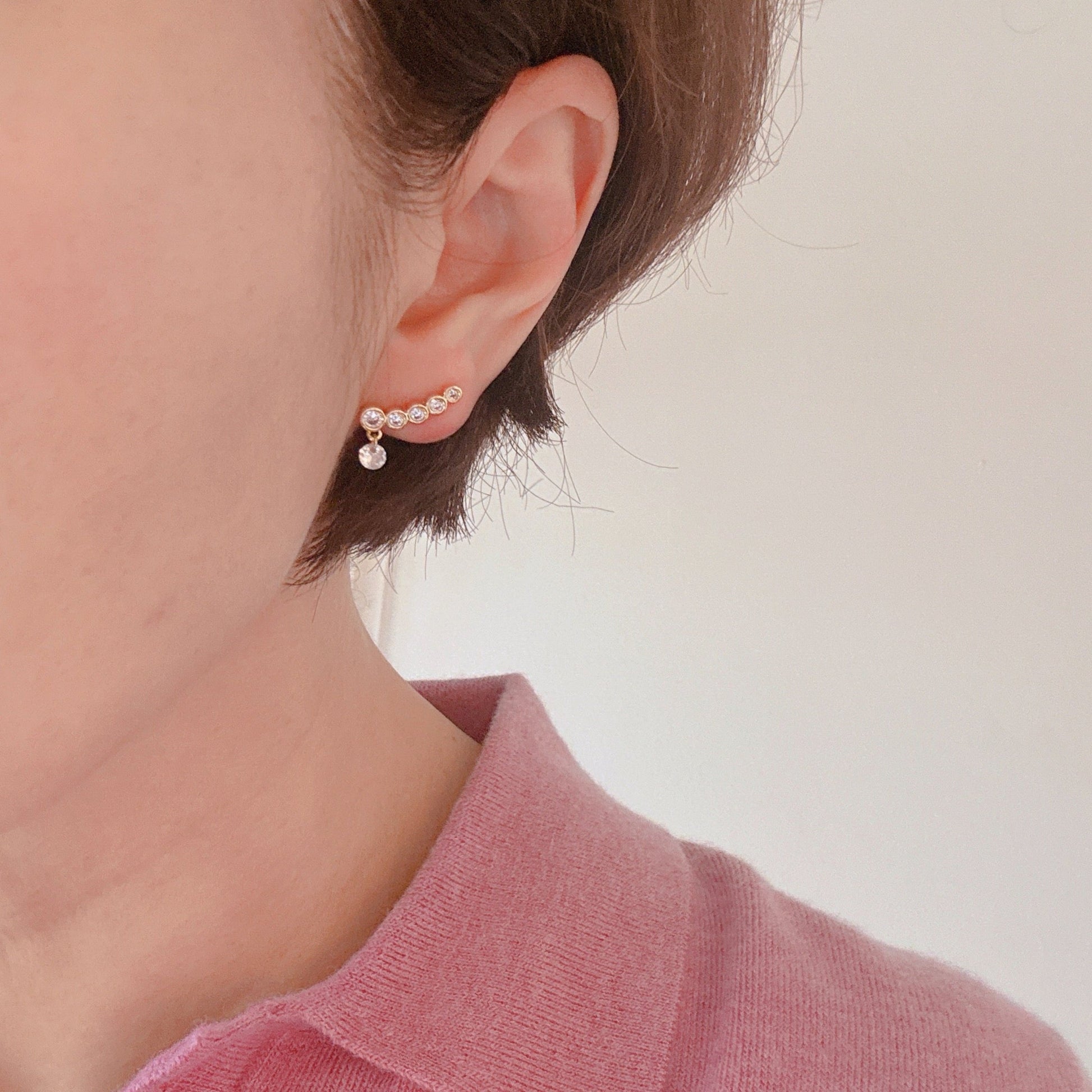 Crystal Drop Climber Earrings-2