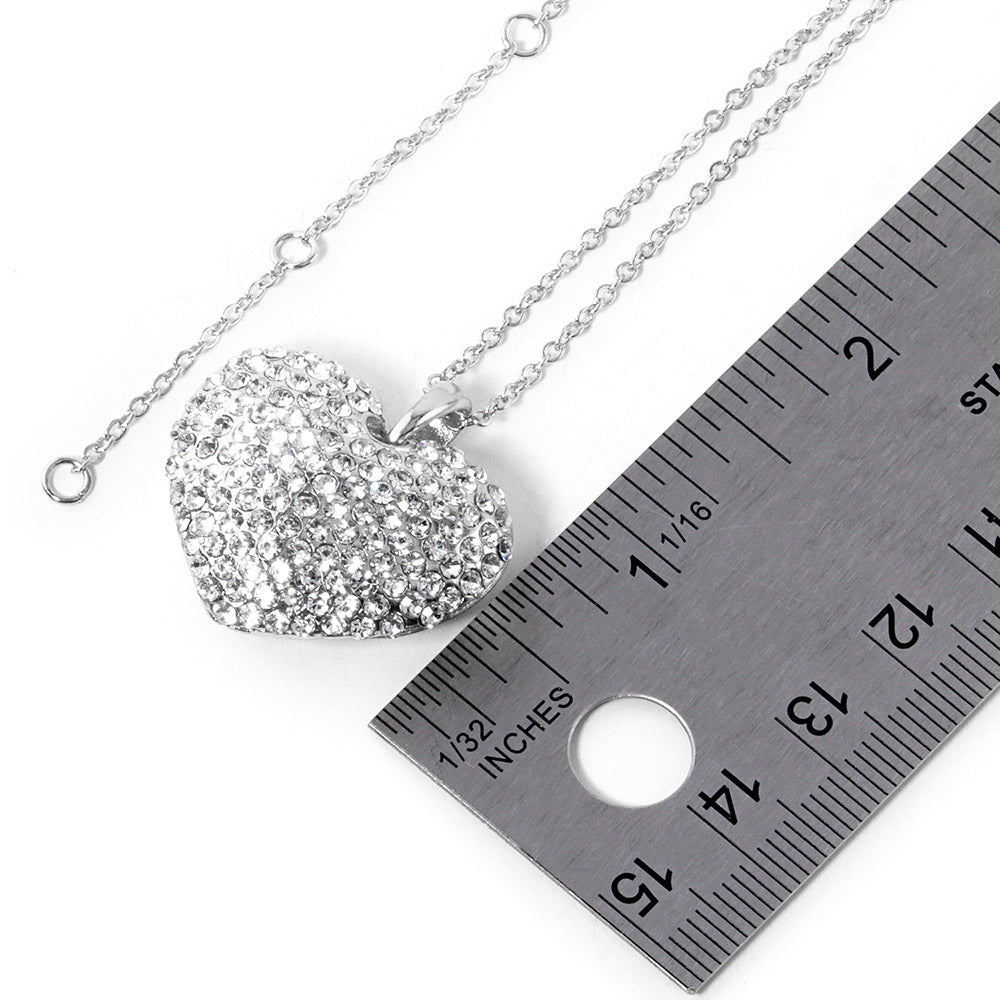 Crystal Rhinestone Pave Heart Pendant Necklace