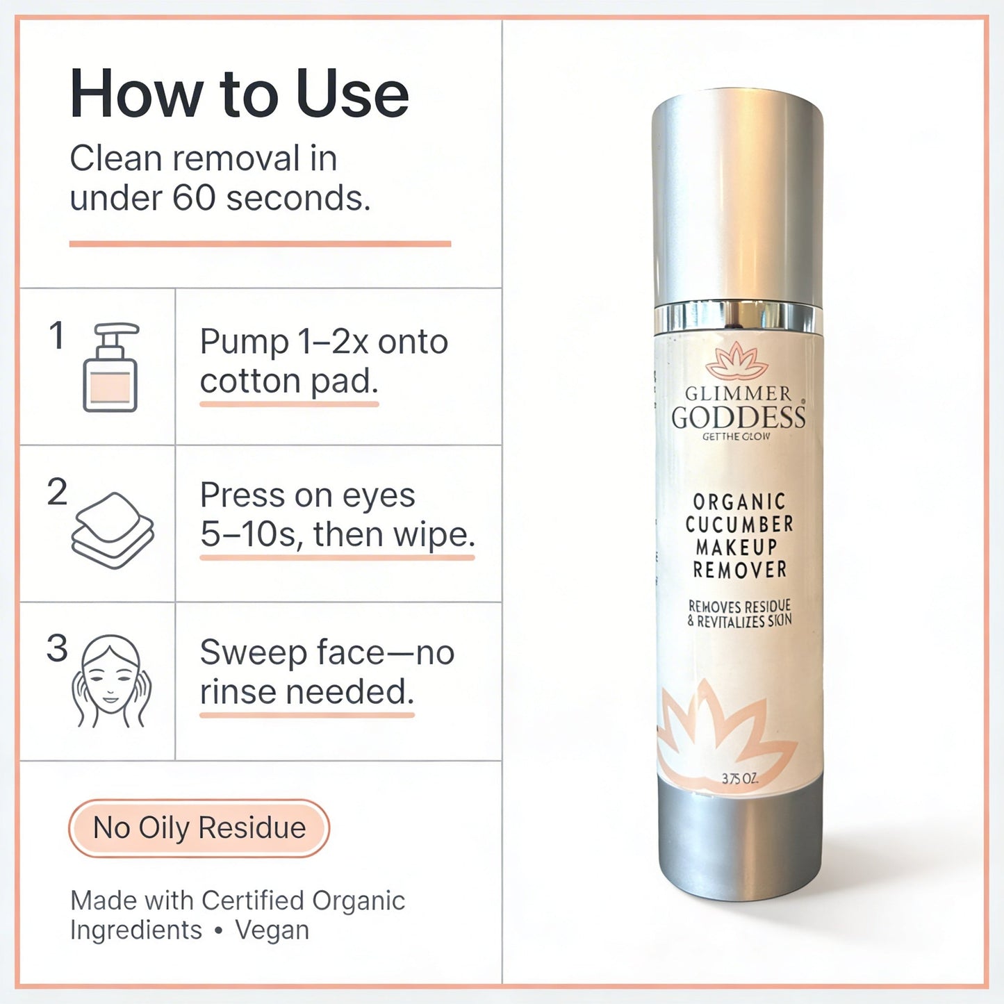 Organic Cucumber Makeup Remover – No Oily Residue