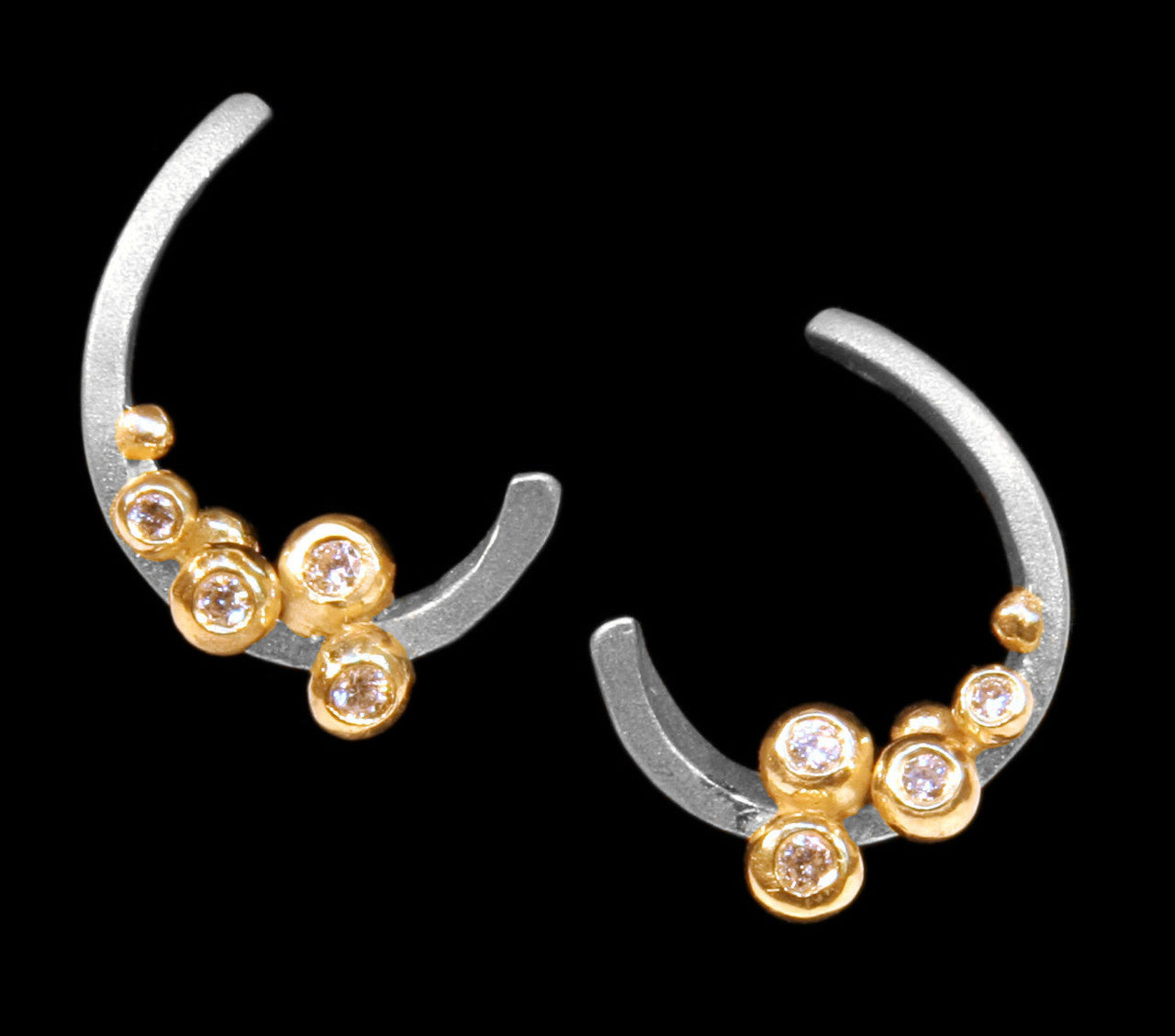 Curly Hoop Earring-14K Gold with Diamonds-7