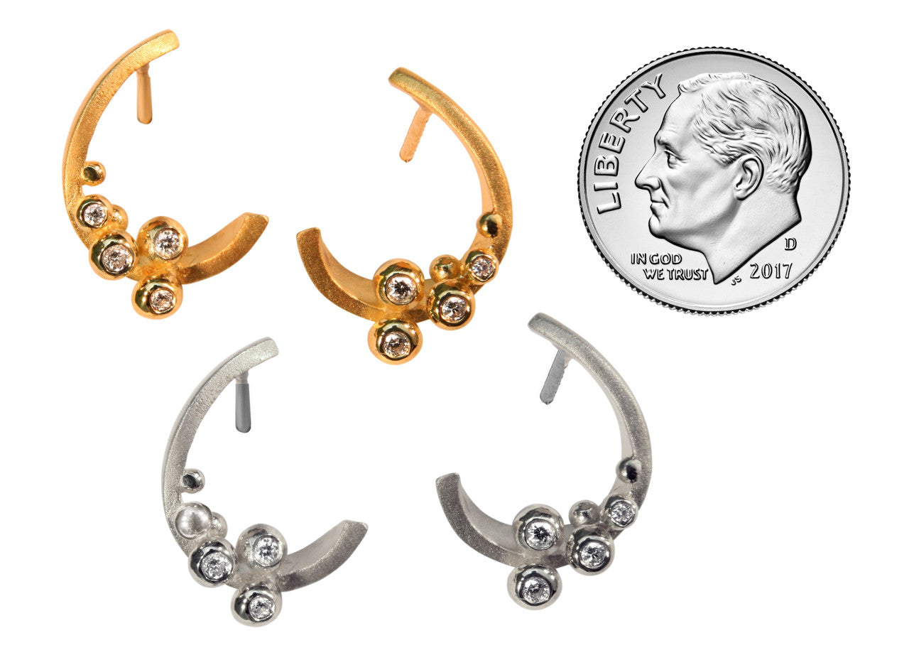 Curly Hoop Earring-14K Gold with Diamonds-4