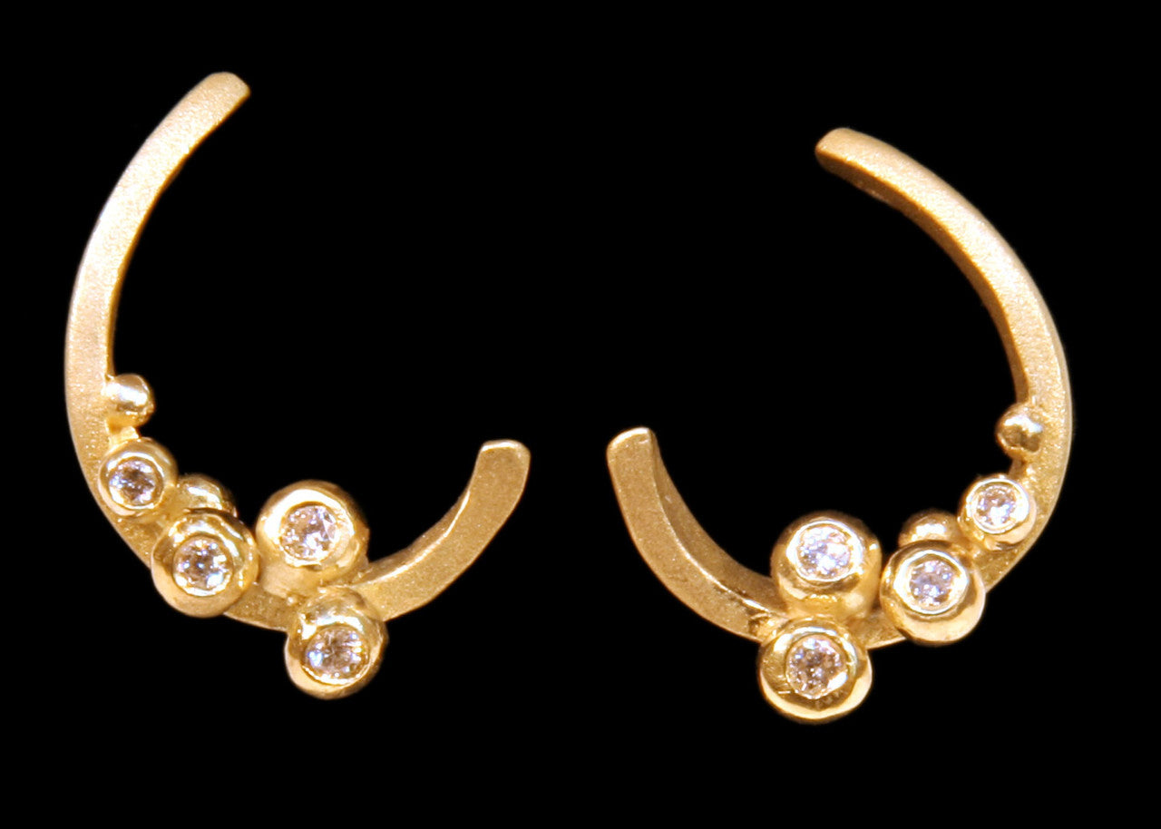 Curly Hoop Earring-14K Gold with Diamonds-9