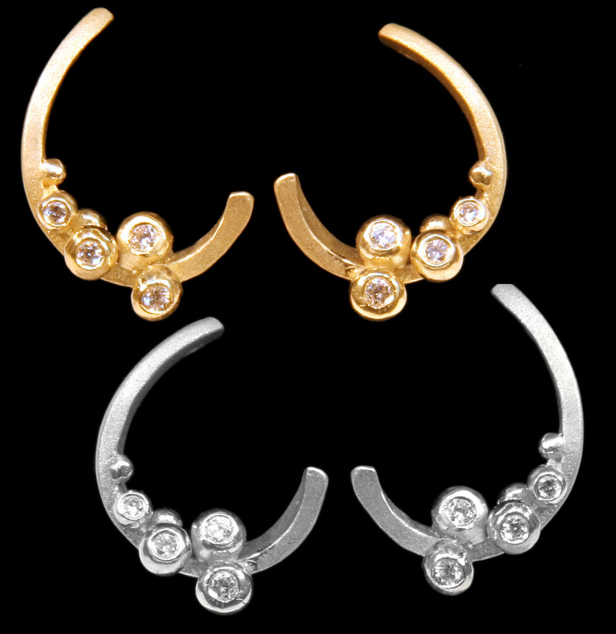 Curly Hoop Earring-14K Gold with Diamonds-8
