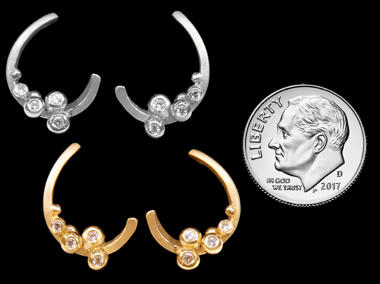 Curly Hoop Earring-14K Gold with Diamonds-1
