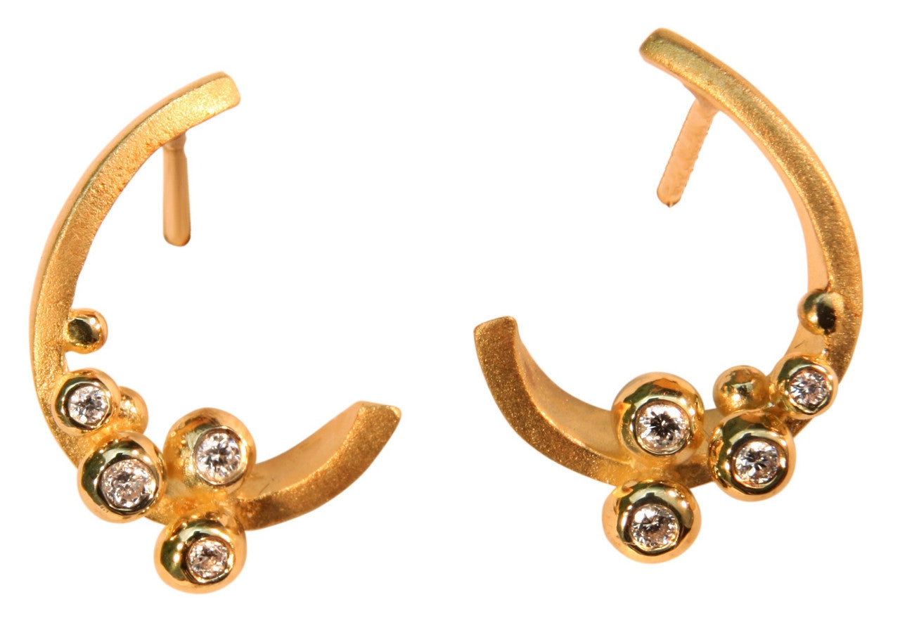 Curly Hoop Earring-14K Gold with Diamonds-0
