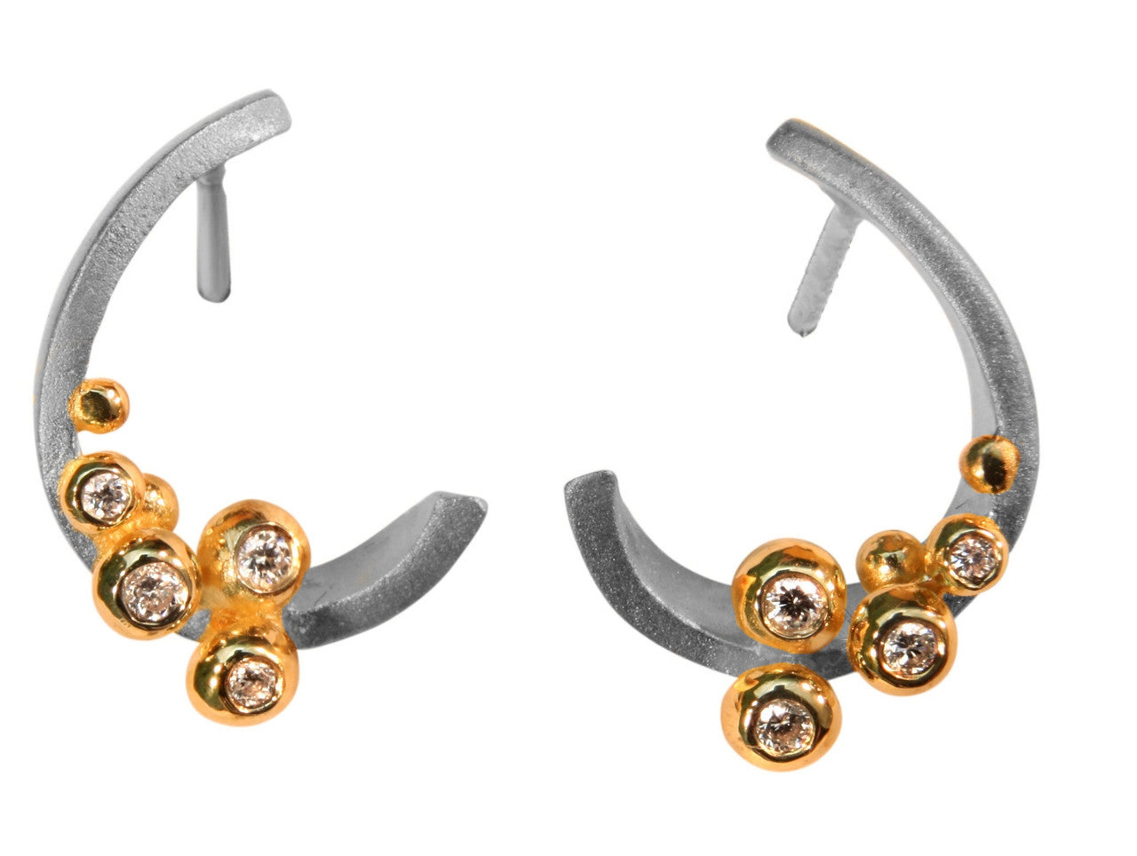 Curly Hoop Earring-14K Gold with Diamonds-10