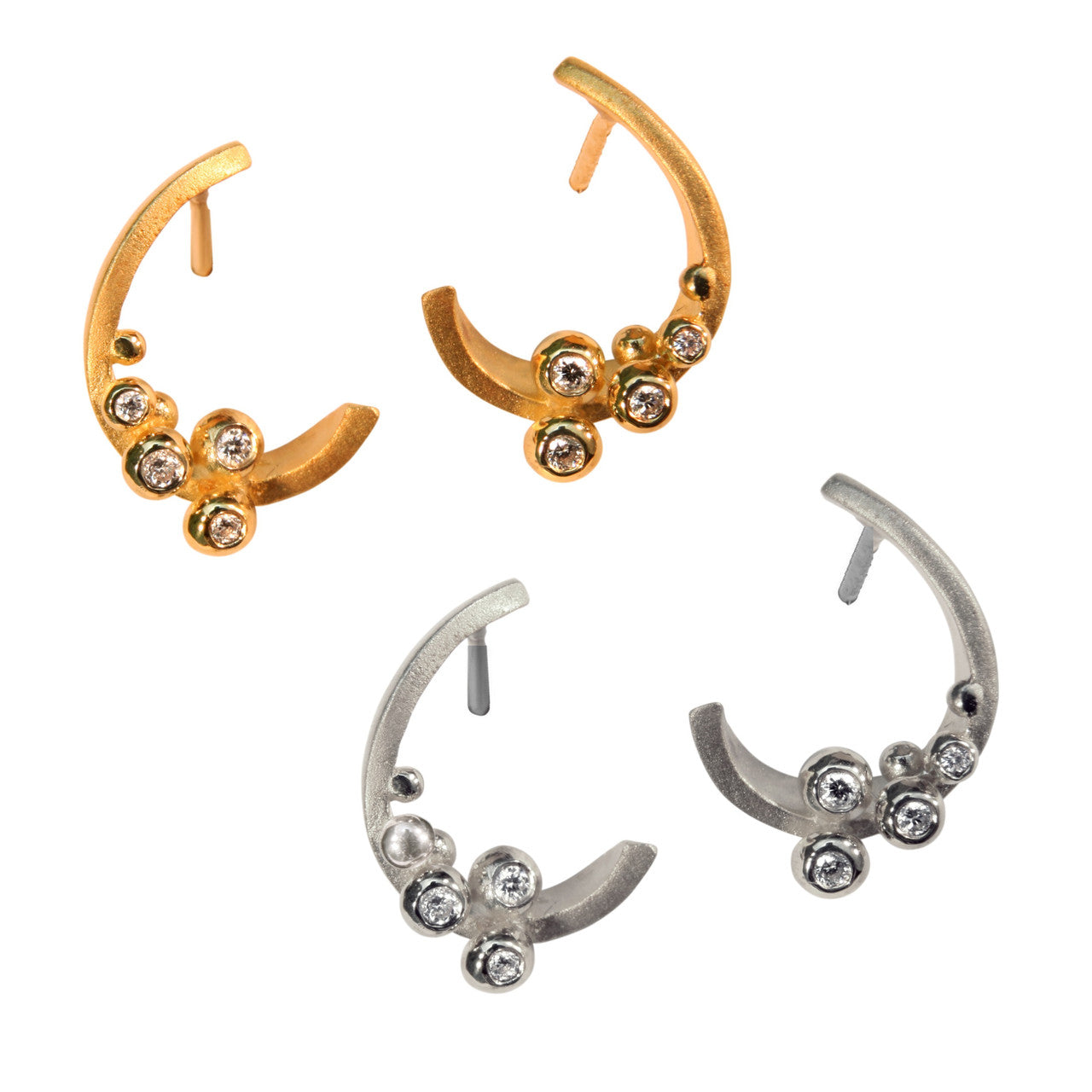 Curly Hoop Earring-14K Gold with Diamonds-11