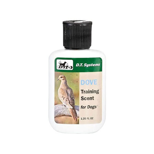 Bottle of D.T. Systems Dove Training Scent for Dogs on a white background