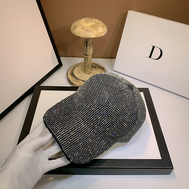 Summer Duck Tongue Hat Heavy Handmade Water Diamond Full Diamond Baseball Hat Versatile Sunshade and Sunscreen Hat