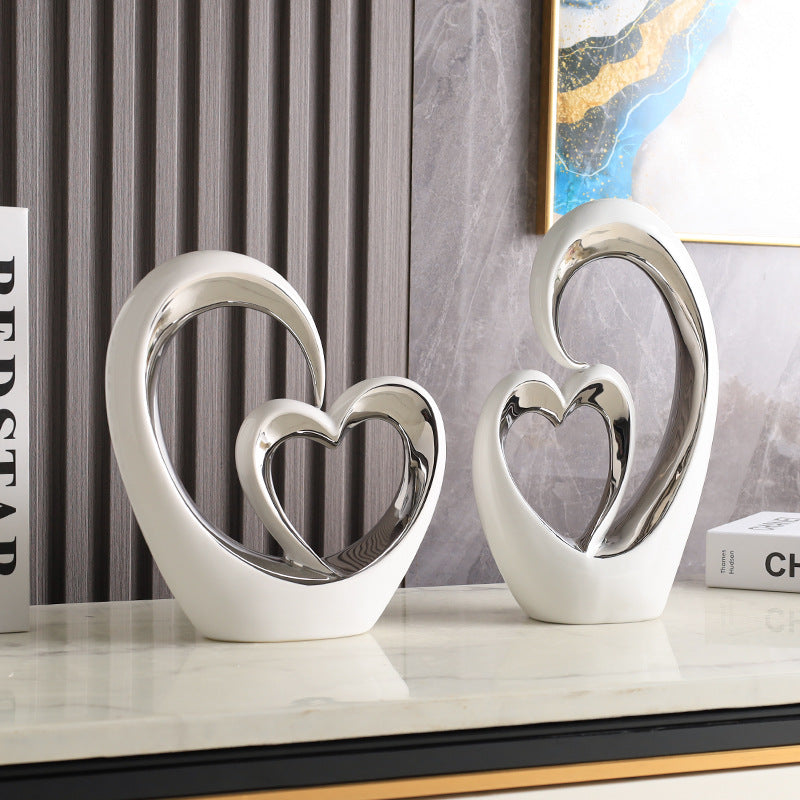 Modern Creative Heart-to-Heart Ornament for Home Living Room, Entryway, Wine Cabinet, Bedroom, TV Cabinet Decoration