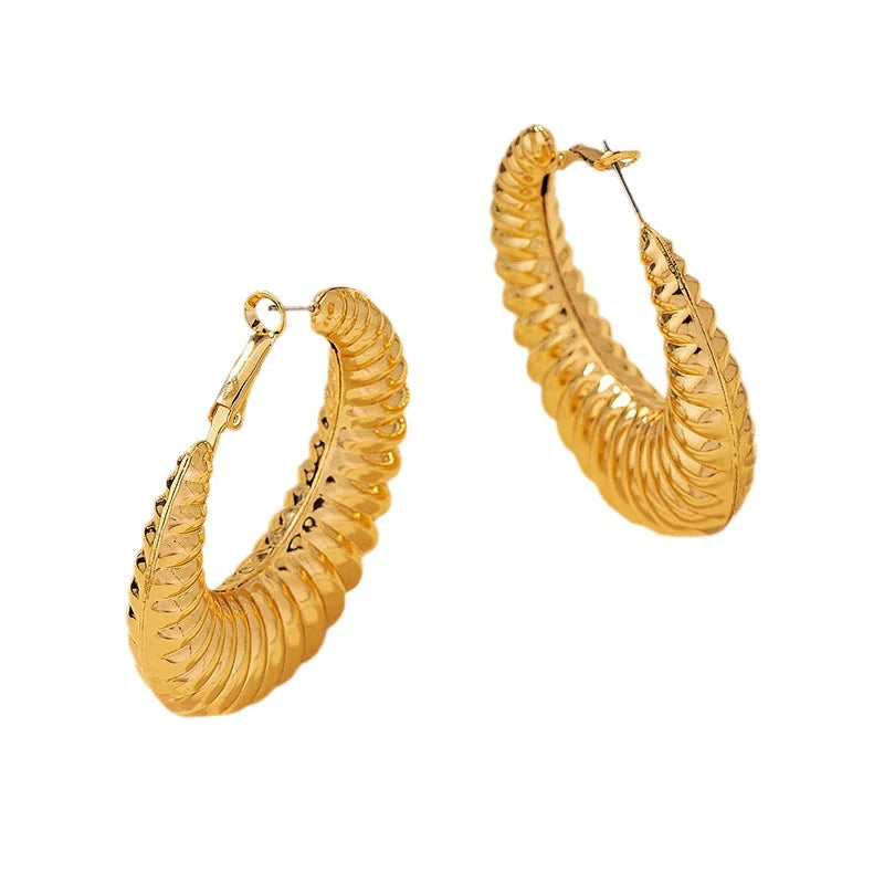 Retro Threaded Metal Earrings For Women Simple Style Holiday  Party Gift Fashion Jewelry Ear Accessories