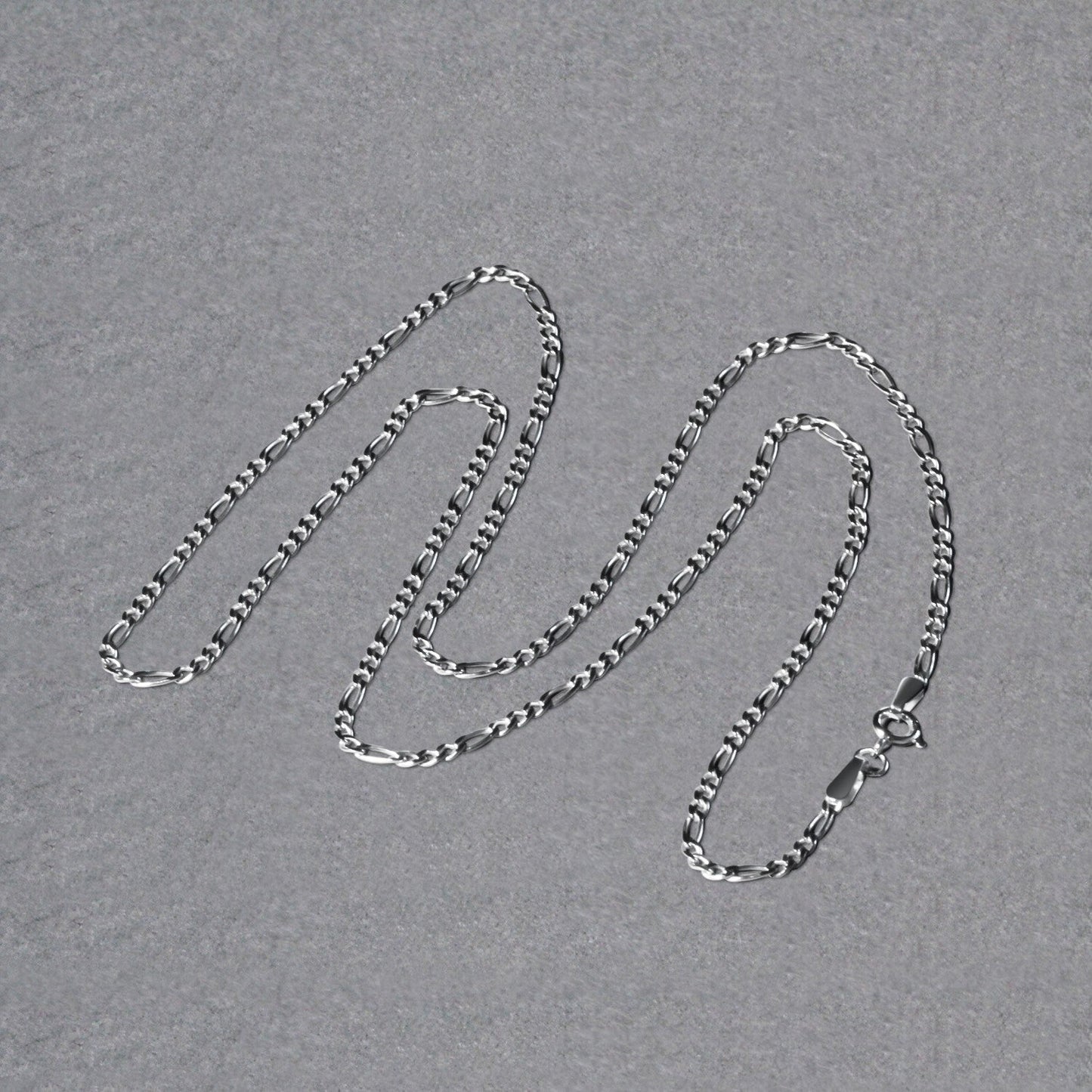 14k White Gold Solid Figaro Chain (1.90 mm)