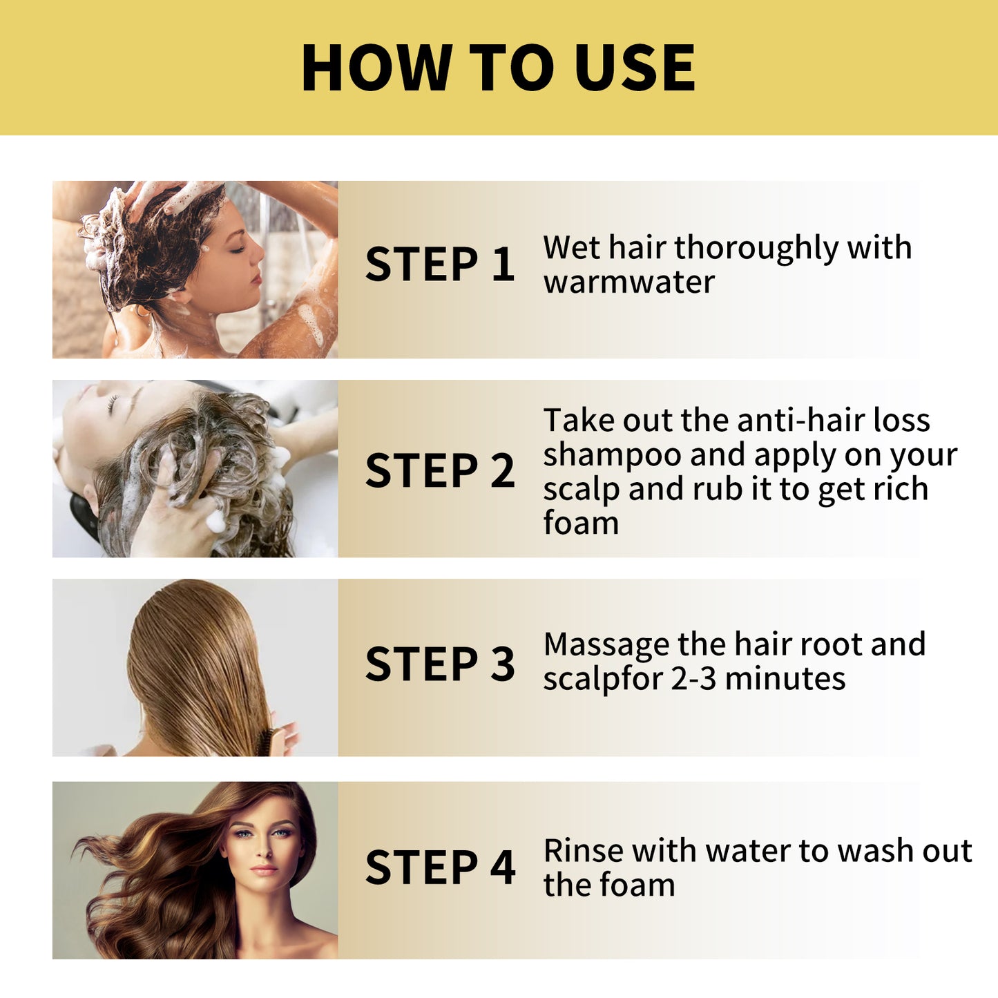 OUHOE Ginger Dense Hair Shampoo, Moisturizes Reduces Itchiness, Strengthens Dense And Fluffy Hair Care Shampoo