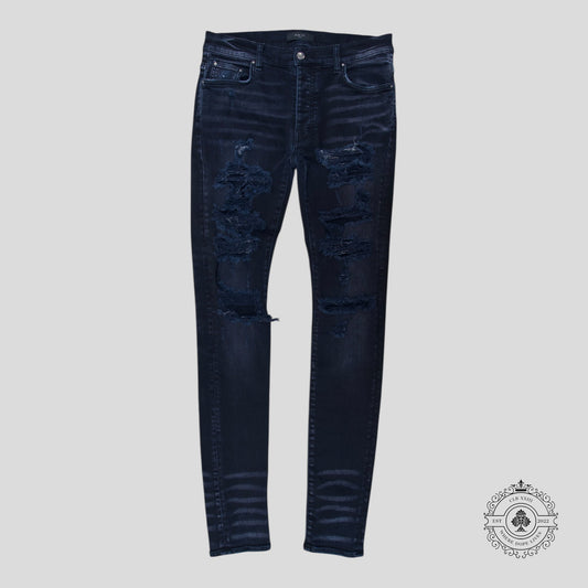 Amiri MX1 Thrashed Denim in Aged Black