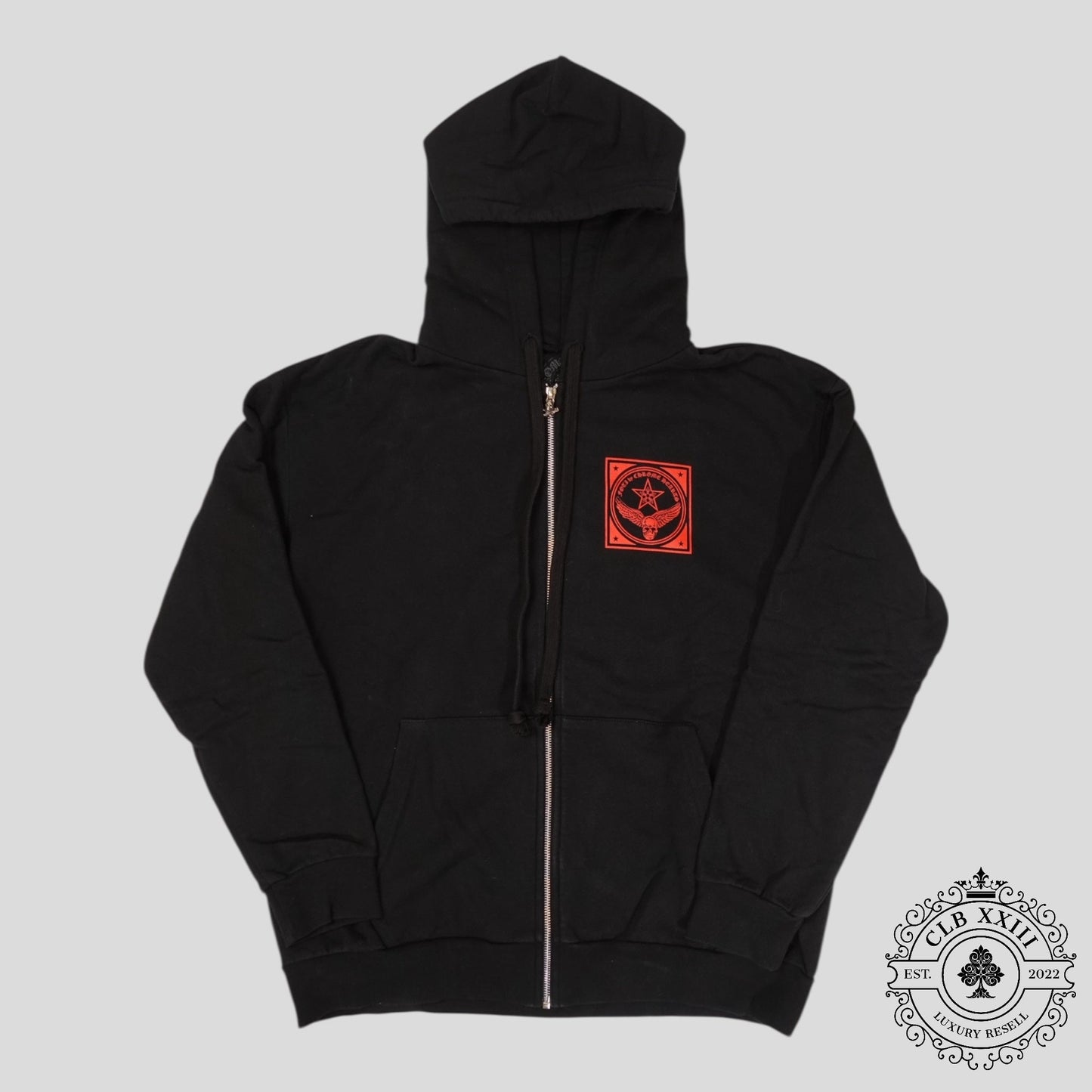 Chrome Hearts Foti Zip Up Hoodie in Black/Red